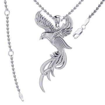 Soar to the Heavens Flying Phoenix Sterling Silver Pendant TPD5072 - Jewelry